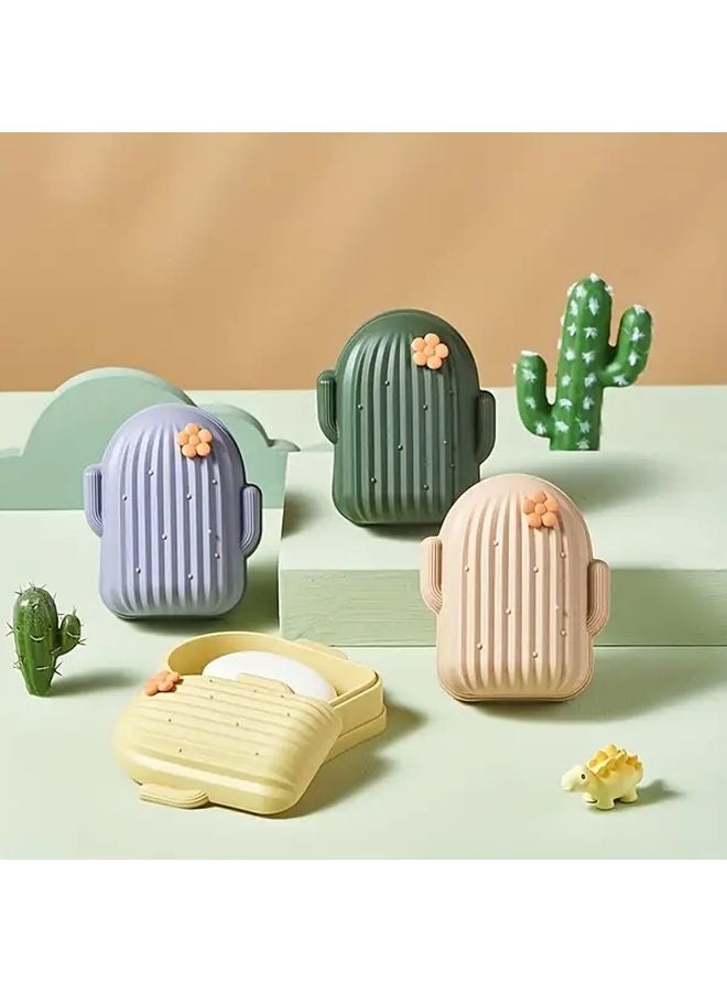 Pink Cactus Soap Box With Lid Shower Gel Holder Drainage Holes Bathroom Decor - Image 2